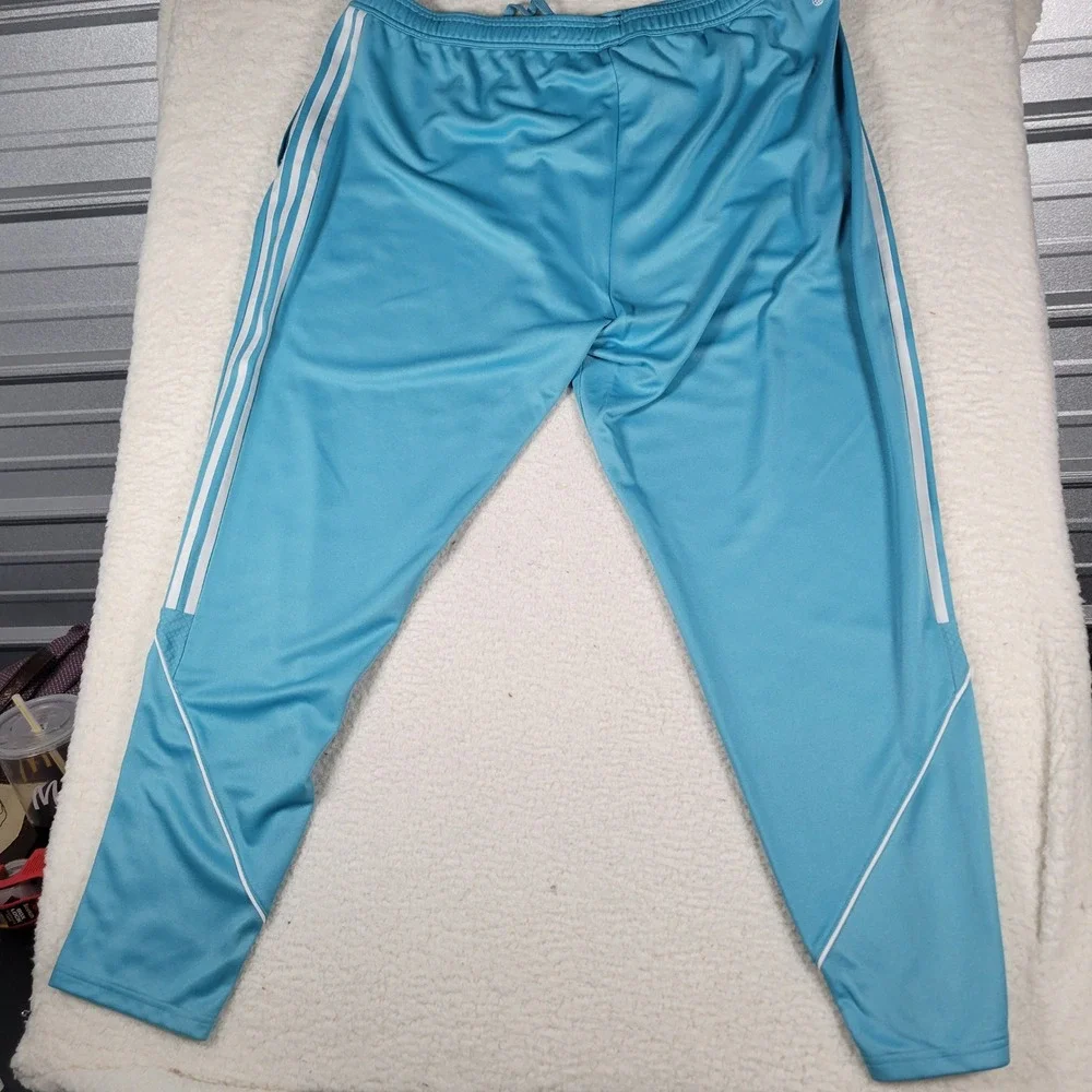Adidas Tiro Track Pants Mens XL Light Blue White Stripes Zipper Cuffs Athletic